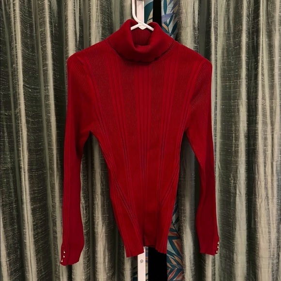 White House Black Market Sweaters - White House Black Market Red Turtleneck Sweater Size Medium EUC Ribbed